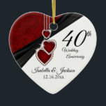 40th Wedding Anniversary Keepsake Design 2 セラミックオーナメント<br><div class="desc">40th, 52nd or 80th Ruby Wedding Anniversary Keepsake Design Ornament. This beautiful ornament will be a hit with that special couple or person(s). It would also work well for any other event or occasion such as an engagement, wedding, birthday, graduation, retirement, etc... by simply changing the wording. A modern design...</div>