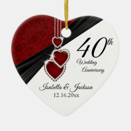 40th Wedding Anniversary Keepsake Design 2 セラミックオーナメント
