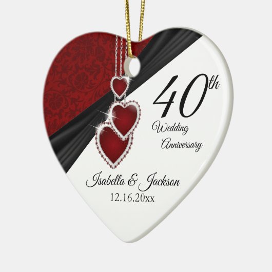 40th Wedding Anniversary Keepsake Design 2 セラミックオーナメント (左)