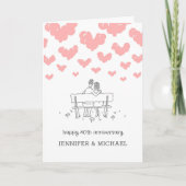 40th Wedding Anniversary Married Couple Hearts カード (正面)