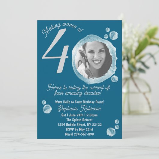 40th Yearly Milestone Bubbles Birthday 招待状 (スタンド正面)