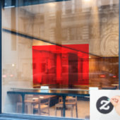 40x28赤い半窓がガラス澄んデコにしがみつく ウィンドウサイン (カフェ窓)