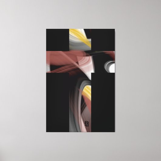 40x60" Trend Abstract Art Black White Powdery キャンバスプリント (正面)