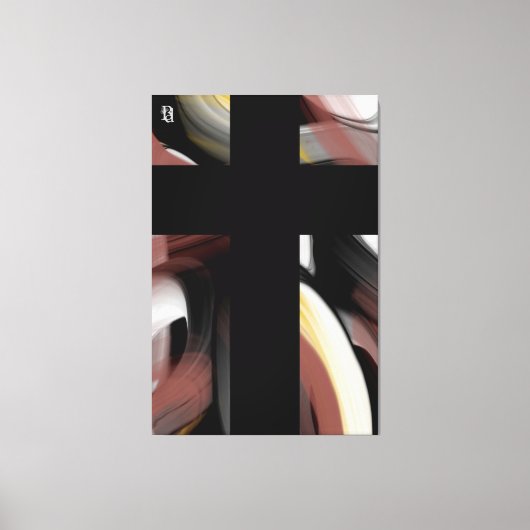 40x60" Trend Abstract Art Black White Powdery キャンバスプリント (正面)