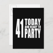 41おもしろい番目の誕生日: 41今日とパーティー準備 インビテーションポストカード (正面/裏面)