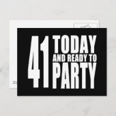 41おもしろい番目の誕生日: 41今日とパーティー準備 インビテーションポストカード (正面/裏面)