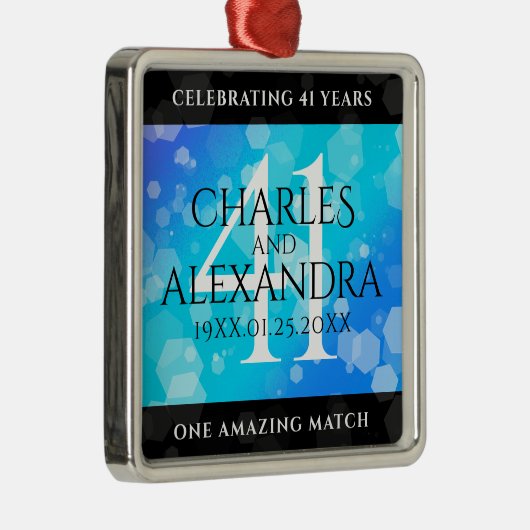 41周年ブルートパーズ結婚記念日 エレガント メタルオーナメント (右)