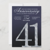 41周年記念ダイヤモンドシルバー紺デザイン 招待状 (正面)