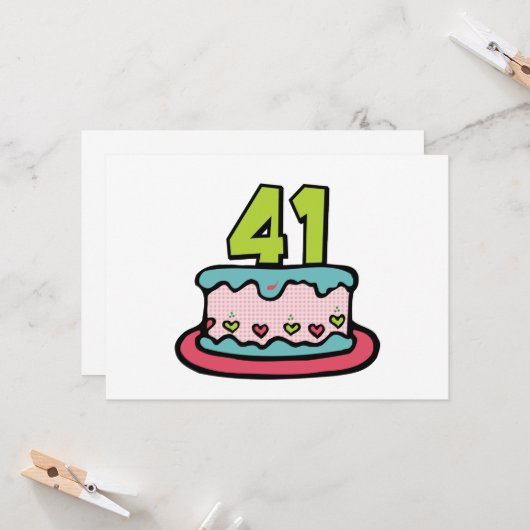 41歳のお誕生日ケーキ カード (正面/裏面インサイチュ)