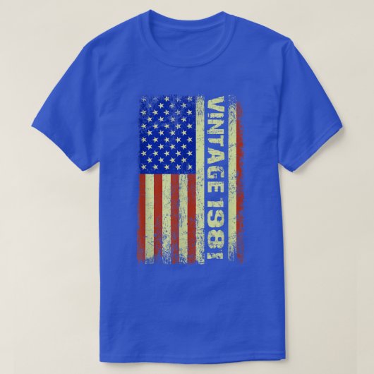 41歳のギフトヴィンテージ1981アメリカ国旗41日 Tシャツ (デザイン正面)