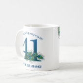 41歳の誕生日または記念日のクジャクの羽 コーヒーマグカップ (正面左)