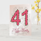 41歳の誕生日カード(バラと葉付) カード (黄色い花)