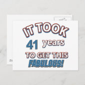 41歳の誕生日デザイン ポストカード (正面/裏面)