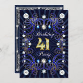 41歳の誕生日パーティー招待状(宝石がたくさん) 招待状 (正面/裏面)