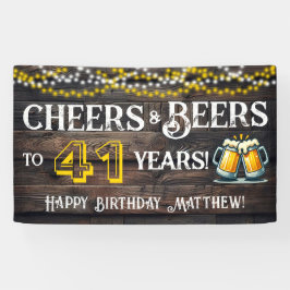 41歳の誕生日パーティー バナー お祝いの乾杯とビール 横断幕