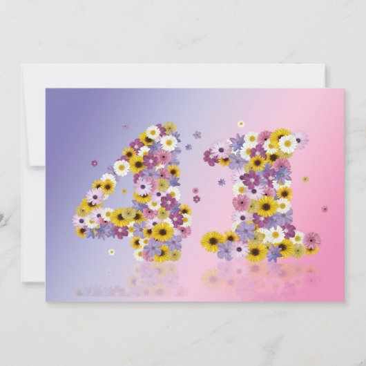 41歳の誕生日パーティー 花の文字付き 招待状 (正面)