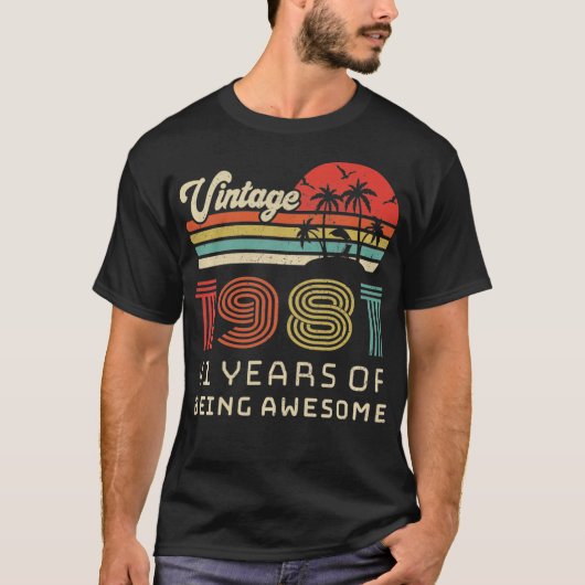 41歳の誕生日ヴィンテージ1981 41誕生日プル Tシャツ (正面)