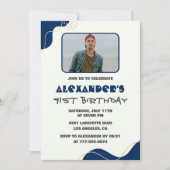 41歳の誕生日招待状メンズ海軍シンプル写真 招待状 (正面)