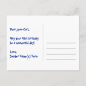 41歳の誕生日:ピンクのストライプとハート、虹色の41 ポストカード (裏面)