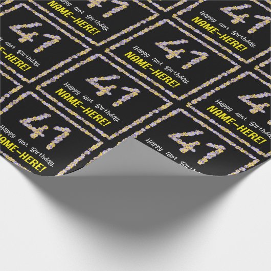 41歳の誕生日:花の数字、オーダーメイドネーム ラッピングペーパー (角)