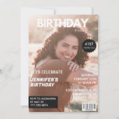 41歳モダンの誕生日招待状雑スタイリッシュ誌 招待状 (正面)