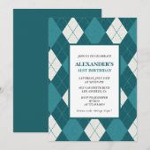 41歳招待状メンズヴィンテージブルー 招待状 (正面/裏面)