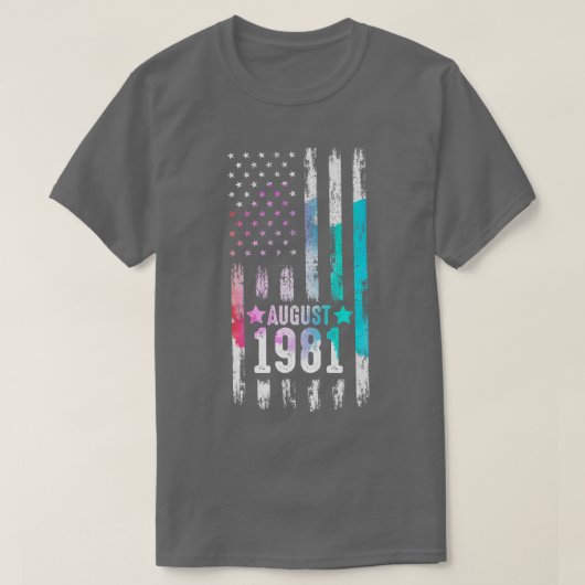 41歳、1981年威厳があるアメリカ国旗41歳 Tシャツ (デザイン正面)
