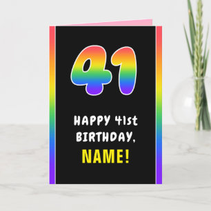 41番目の誕生日カラフル: Rainbow # 41,名前をカスタムする カード
