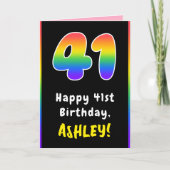 41番目の誕生日カラフル: Rainbow # 41,名前をカスタムする カード (正面)