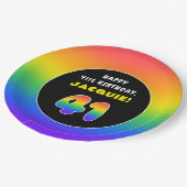 41番目の誕生日カラフル: Rainbow # 41,名前をカスタムする ペーパープレート (アングル)