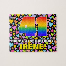 41番目の誕生日:おもしろい、愛するハートシェイプ+「41」 ジグソーパズル