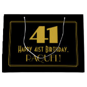 41番目の誕生日:インスパイアアールデコの「41」の外観と名前 ラージペーパーバッグ (正面)