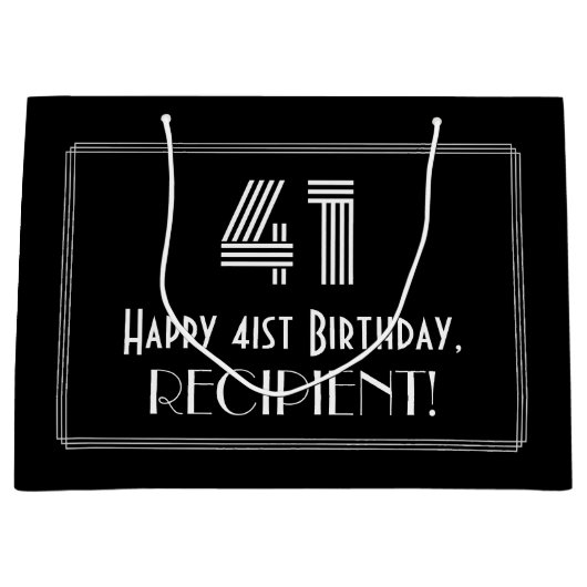 41番目の誕生日:インスパイアアールデコの「41」の外観と名前 ラージペーパーバッグ (正面)