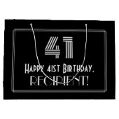 41番目の誕生日:インスパイアアールデコの「41」の外観と名前 ラージペーパーバッグ (裏面)