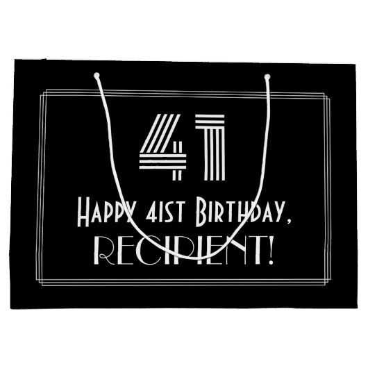 41番目の誕生日:インスパイアアールデコの「41」の外観と名前 ラージペーパーバッグ (裏面)