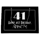 41番目の誕生日:インスパイアアールデコスタイル「41」、名前 ラージペーパーバッグ (正面)