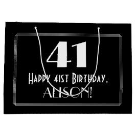 41番目の誕生日:インスパイアアールデコスタイル「41」、名前 ラージペーパーバッグ