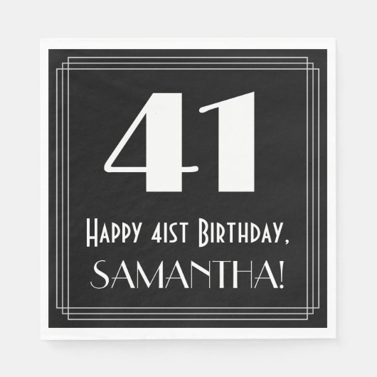 41番目の誕生日~インスパイアアールデコルック"41",名前 スタンダードランチョンナプキン (正面)