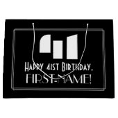 41番目の誕生日～インスパイアアールデコルック"41" +名前 ラージペーパーバッグ (正面)