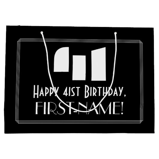 41番目の誕生日～インスパイアアールデコルック"41" +名前 ラージペーパーバッグ (裏面)