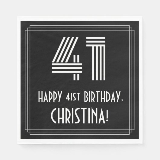 41番目の誕生日:インスパイアアールデコ検索"41" +名前 スタンダードランチョンナプキン (正面)