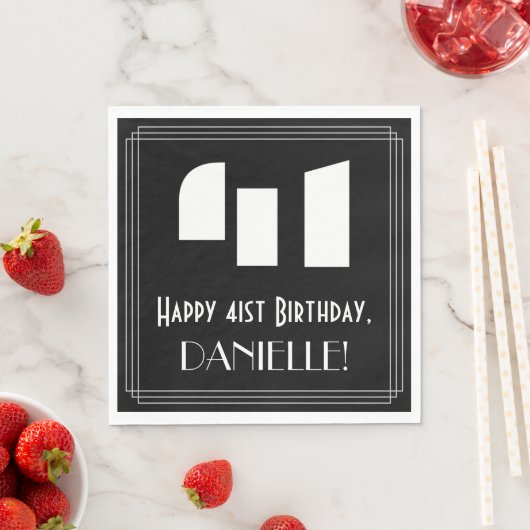 41番目の誕生日:インスパイアアールデコ検索"41" +名前 スタンダードランチョンナプキン (インサイチュ)