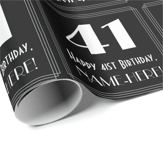 41番目の誕生日-インスパイアアールデコ検索"41",名前 ラッピングペーパー (ロールコーナー)