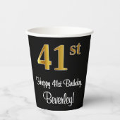 41番目の誕生日-エレガント豪華なフェイク金ゴールドルック# 紙コップ (正面)