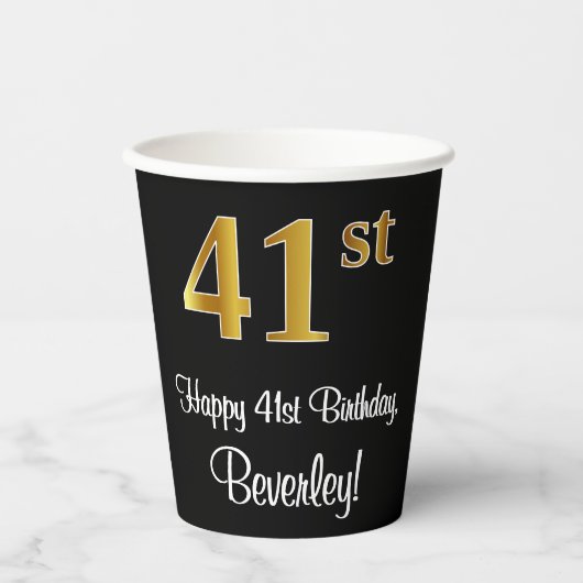 41番目の誕生日-エレガント豪華なフェイク金ゴールドルック# 紙コップ (正面)