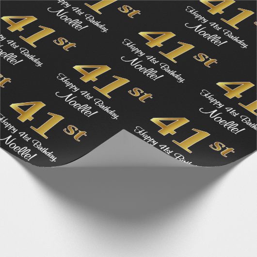 41番目の誕生日:エレガント贅沢なフェイク金ゴールドルック# ラッピングペーパー (角)