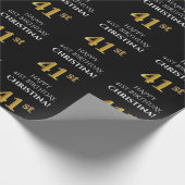 41番目の誕生日: エレガント、黒、フェイク金ゴールド ラッピングペーパー (角)