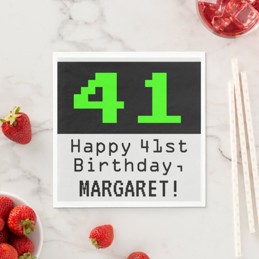 41番目の誕生日- Nerdy / オタク系のスタイル「41」と名前 スタンダードランチョンナプキン (インサイチュ)