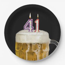 41誕生日ビールオンブラック紙プレート ペーパープレート