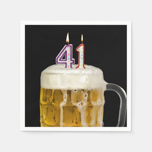 41誕生日ビールオンブラック スタンダードカクテルナプキン (正面)